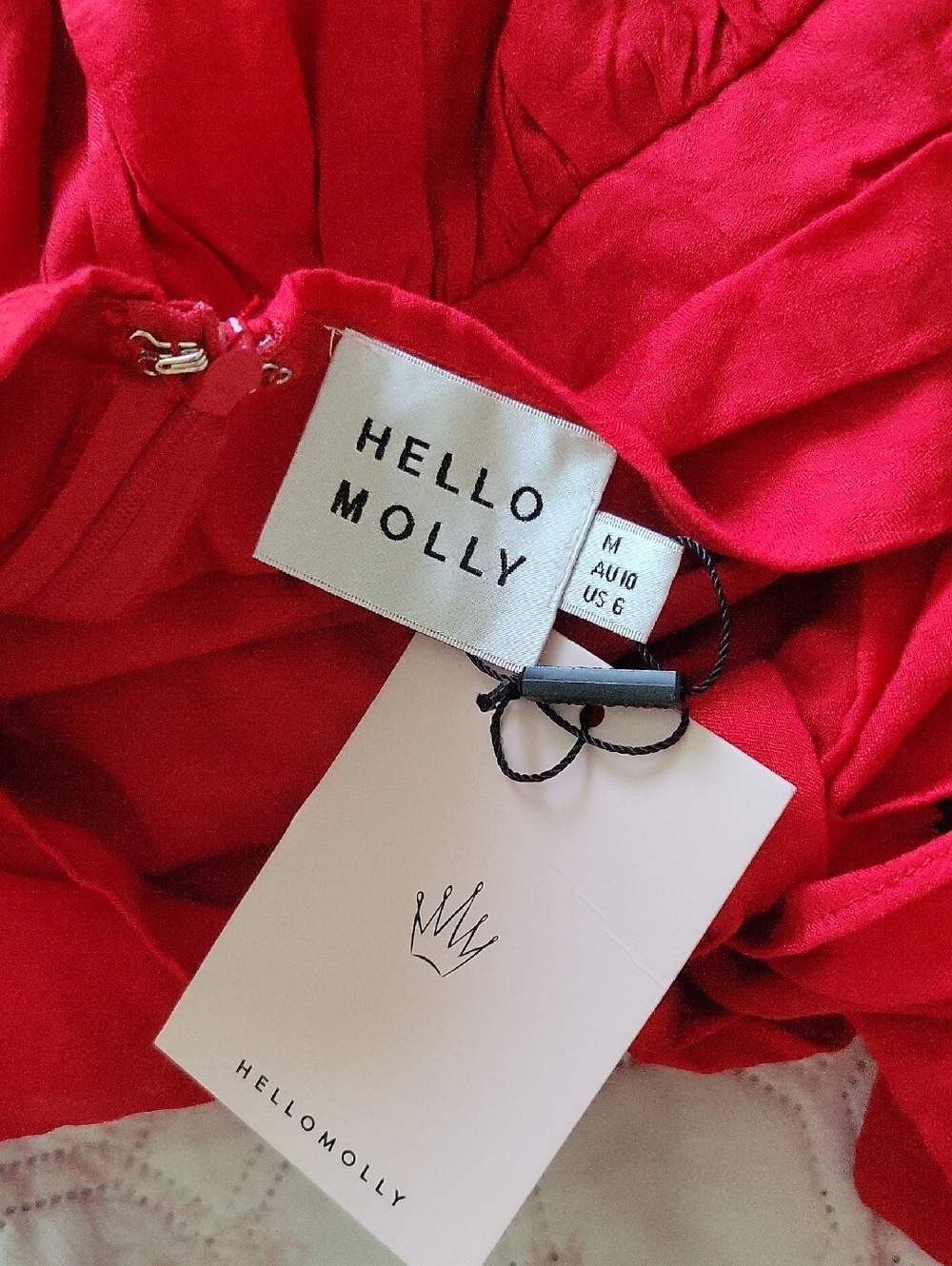 Hello Molly Red Square-Neck Puff-Sleeve Mini Dress - Picture 7 of 7